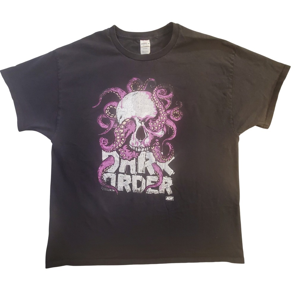 AEW Dark Order Wrestling T-Shirt Mens XL Black Hanes Authentic-T Skull Graphic